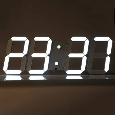 3D Digital Wall Clock LED Table Clock Time Alarm Temperature Date Sound Control Night Light With Remote Control Clock