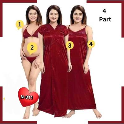 4Pc Indian Night Dress (Maroon).