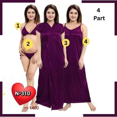 4Pc Indian Night Dress (Purpel).