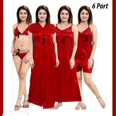 6 part night dress (Red)